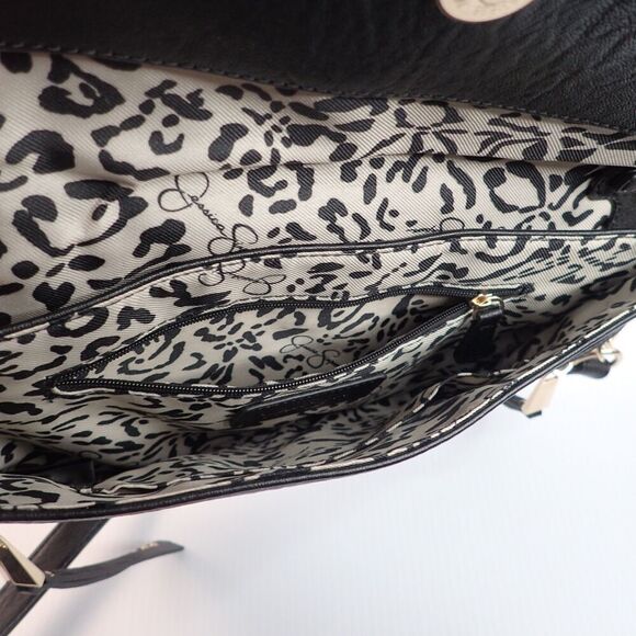 Jessica Simpson Kinsey Tassel Crossbody Purse Black & Gold - Picture 9 of 14